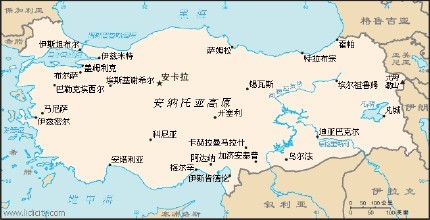 土耳其地图高清中文版图片